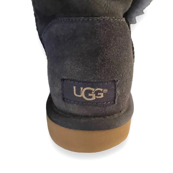 UGG Keely Short Boots Navy Blue Suede Toggle - Picture 4 of 8